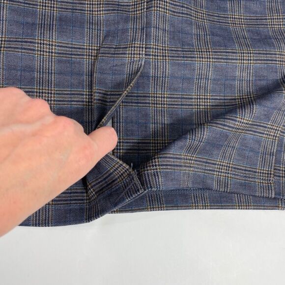 NWT Liverpool Blue Plaid Print‎ Stretch Pencil Skirt Size 6P - Picture 6 of 7